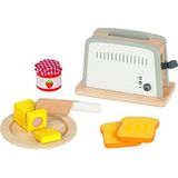 goki 51507 Broodrooster, speelset, accessoires voor keuken en kinderwinkel van hout