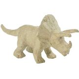 Décopatch - Ref AP155O - kleine dinosaurus-triceratops - decoratief object van papiermaché - 19 x 6 x 9 cm - Decoreren met decopatch-papier en paperpatch-lijm, pailletten, kleuren