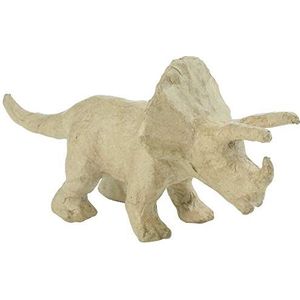 Décopatch - Ref AP155O - kleine dinosaurus-triceratops - decoratief object van papiermaché - 19 x 6 x 9 cm - Decoreren met decopatch-papier en paperpatch-lijm, pailletten, kleuren