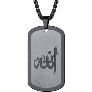 PROSTEEL Halsketting islam heren dames hanger Allah/medaille van roestvrij staal / verguld / zwart sieraad religie amulet