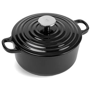 BK Cookware Duits geëmailleerd gietijzer, 24 cm/4,2 l, braadpan met deksel, geschikt voor inductie, vaatwasmachinebestendig, ovenvast tot 220 °C, zwart