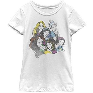 Disney Princess Group Bold Color Pop Girls T-shirt wit, Wit