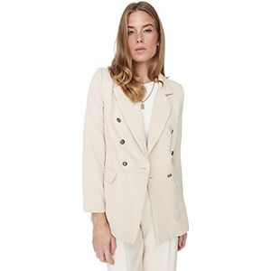 TRENDYOL Trendyol Effen blazer voor dames, dubbele rij knopen, damesmantel (1 stuk), Steen