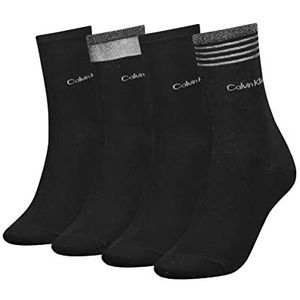 Calvin Klein Lurex Vrijetijdssokken voor dames, 4 stuks, zwart.