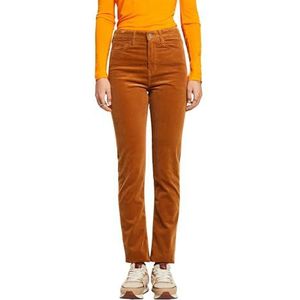 ESPRIT Corduroy broek met rechte snit en hoge taille, 235/Karamel