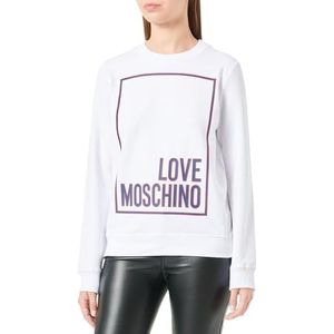 Love Moschino Sweat-shirt à manches longues et col rond pour femme, Blanc optique., 44