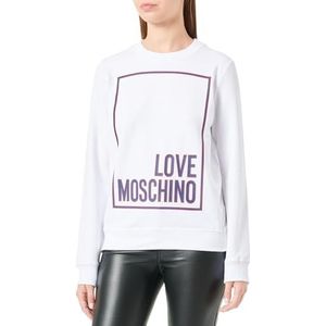 Love Moschino Sweat-shirt à manches longues et col rond pour femme, Blanc optique., 40