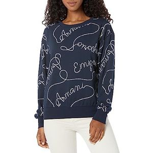 Emporio Armani Logomania sweatshirt voor dames, marineblauw/wit, XS, Navy / Wit