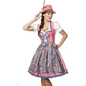 Dirndline Prachtige dirndl-jurk voor dames met denim jurk voor speciale gelegenheden, Roze/Blauw