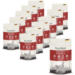 Venandi Animal Premium kippenvoer als monoproteïne zonder granen, zakjes 12 voor katten, 12 x 125 g