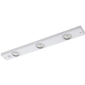 EGLO LED onderbouwlamp Kob LED, 3-vlammige onderkastverlichting keuken van metaal in wit, keuken lamp met tuimelschakelaar, LED keuken lamp warm wit
