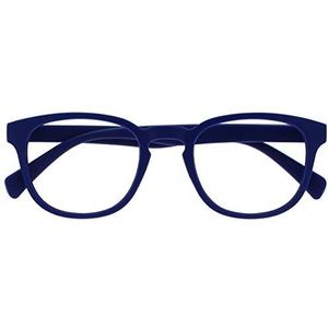 Opulize Lunettes de lecture pop amusantes avec monture ronde mate et charnières à ressort bleues moyennes résistantes aux rayures pour homme et femme R2-3 +1.50