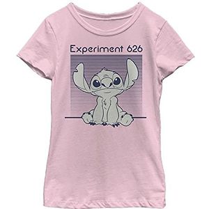 Disney Lilo & Stitch Experiment 626 Striped Portrait Girls T-shirt, roze, XS, Roze