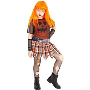 Rubies Punky Pumpkin kostuum voor meisjes, T-shirt, motorkostuum, riem, rok en panty's, origineel, Halloween, carnaval en verjaardag