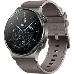 Huawei Watch GT 2 Pro, klassiek nebulagrijs, smartwatch met armband, leer, grijs/bruin, polsomtrek: 140-210 mm, 3,5 cm (1,39 inch) display