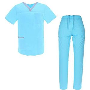 Misemiya - Uniform Unisex Blouse - Medisch uniform met top en broek - Ref. G7134, Medisch uniform G713-45 lichtblauw