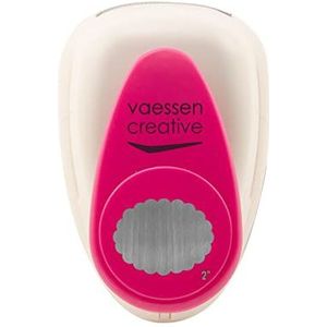 Vaessen Creative Ovale stans met kant, 5 cm, 1 stuk, tot 160 g, voor knutselwerk en scrapbooking, wit/roze, jumbo