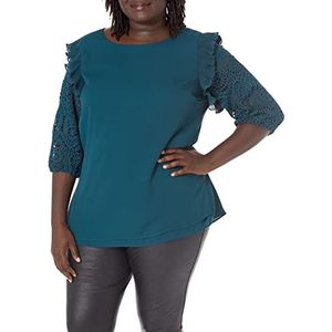 CITY CHIC Haut en dentelle pour femme - Grande taille, eméraude, 52-grande taille