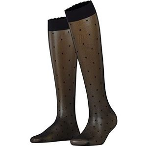 FALKE Dot mat met patroon ultra transparant 15 Denier pantykousen dames zwart - Maat 35-38