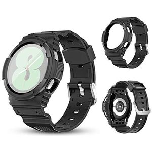 UFinetech Armband voor Galaxy Watch 4 40 mm/44 mm met schokbestendige hoes, armband voor Samsung Watch 5 40 mm/44 mm met beschermhoes, reservearmband van stootvast TPU voor, Polyurethaan, Geen