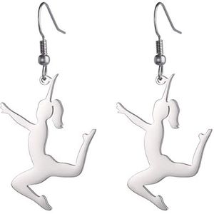 Amaxer Gymnastiekoorbellen voor meisjes, turncadeau, inspirerende gymnastieksieraden, cadeau voor turnteam, Roestvrij staal