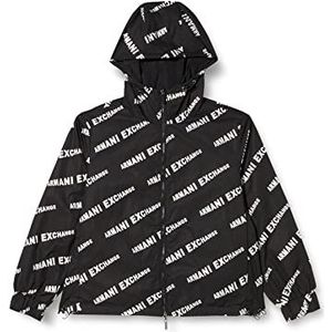 Armani Exchange Omkeerbaar, verstelbare maat en hoodie met logo. Damesjas, Zwart wachtwoord