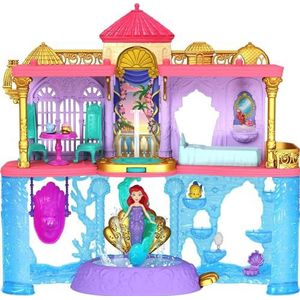 Disney-prinsessen Deluxe Ariel-kasteel met kleine pop, 1 vriend, 12 accessoires, 6 speelzones en zwembad, speelgoed voor kinderen, vanaf 3 jaar, HLW95