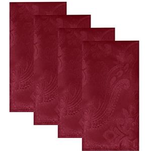 Elrene Damast-servetten, polyester, Cranberry 43,2 x 43,2 cm, 4 stuks