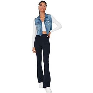 Trendyol Pantalon skinny taille normale pour femme, bleu marine, L