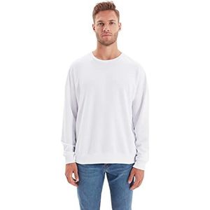 Trendyol Oversize sweatshirt uni ronde hals trainingspak heren wit, XS, Wit.