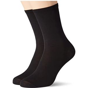Dim Dames stretch katoenen sokken in verpakking van 2, SCHWARZ
