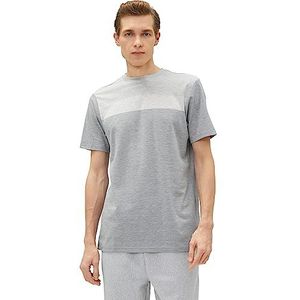 Koton T-shirt pour homme avec inscription « Tissued Slogan Detailed Crew Neck » - Multicolore - Coupe ajustée, Gris (027), XL