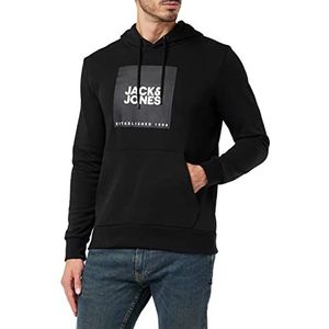 Jack & Jones Capuchontrui voor heren, zwart/pakket: zwart + lgm (grote druk), L, Zwart/pakket: zwart + LG (groot bedrukt)