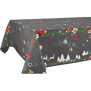 Le linge de Jules Vlekbestendig tafelkleed Kerstmis grijs - Afmetingen: rechthoek 150 x 350 cm