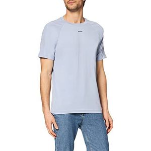 BOSS T-shirt voor heren, katoen, stretch met logostrepen, Open Blue481