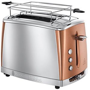 Russell Hobbs Luna Copper Broodrooster Koperen Accenten, Extra Brede Sleuven, Extra Snel, Gemakkelijk Reinigbaar, 24290-56