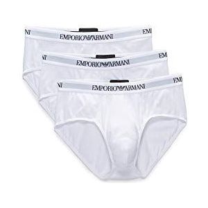 Emporio Armani Emporio Armani heren basic puur katoen 3 stuks korte slips heren (3 stuks), Wit.