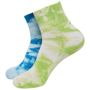 Urban Classics 2 paar Unisex Tie Dye sokken halfhoge sokken voor dames en heren maten 35-50, groen/blauw