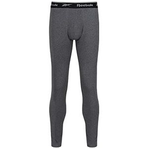 Reebok Johny Long Johns Herenbroek, katoen, stretch, basislaag, zwart, Donkergrijs