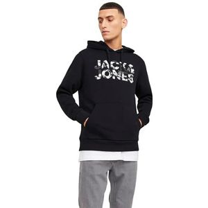 JACK & JONES Jjejeff Corp Logo Sn Hoodie Heren Hoodie, Zwart/details: bloemen