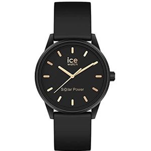 Ice-Watch ICE Solar Power Black Gold dameshorloge met siliconen armband 020302 (klein), zwart, polsband, zwart.