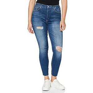 Calvin Klein Jeans High Rise Super Skinny Enkle Jeans voor dames, Zoom aan de voorkant Dstr middenblauw