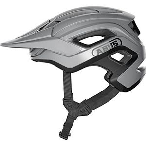 ABUS Cliffhanger MTB-helm, fietshelm voor veeleisende trails, met grote ventilatieopeningen en TriVider riemsysteem, voor dames en heren, zilver, L