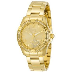 Invicta Dameshorloge Wildflower/Angelanaloog kwarts armband roestvrij staal goud casual horloge (model: 21384, 28822), Goud, Armband