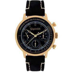 Gigandet Pulsation Herenhorloge, multifunctioneel, analoog, kwarts, zwart, goud, G45-004, zwart, riem, zwart., riem