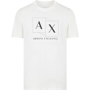 Armani Exchange Slim Fit Mercerized Cotton Jersey Ax Box Logo T-shirt voor heren, gebroken wit