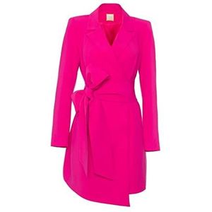 Swing Fashion Mini-jurk voor dames, elegante jurk, feestjurk, avondjurk, trouwjurk, korte jurk, kostuumjurk, sexy, V-hals, lange mouwen, roze, 42 (XL), roze, XL, Roze