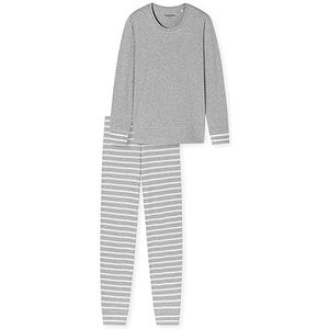 Schiesser Lange pyjama van 100% katoen met manchetten, pyjamaset voor dames, Grijze mix