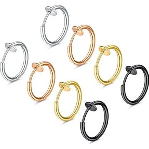 NIUSIMAN Nep Neusringen voor Vrouwen 16 g Nep Neusring met Roestvrij Staal Kristallen Nep Septum Lip Niet-Geboorde Ring Neusringen Clip-on Neusringen Piercing Sieraden, Roestvrij staal