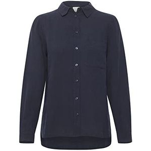 Part Two Part Two Damesshirt met knoopsluiting, regular fit, lange mouwen, kraagshirt voor dames, Nachtblauw.